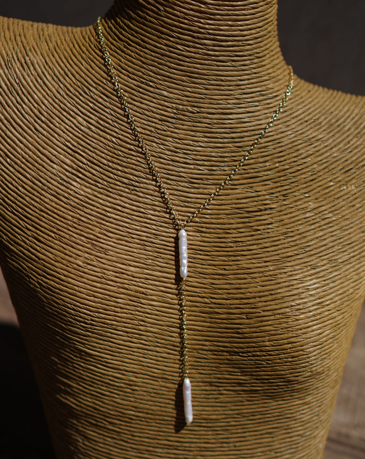 Gold Filled Keshi Pearls Tie Necklace