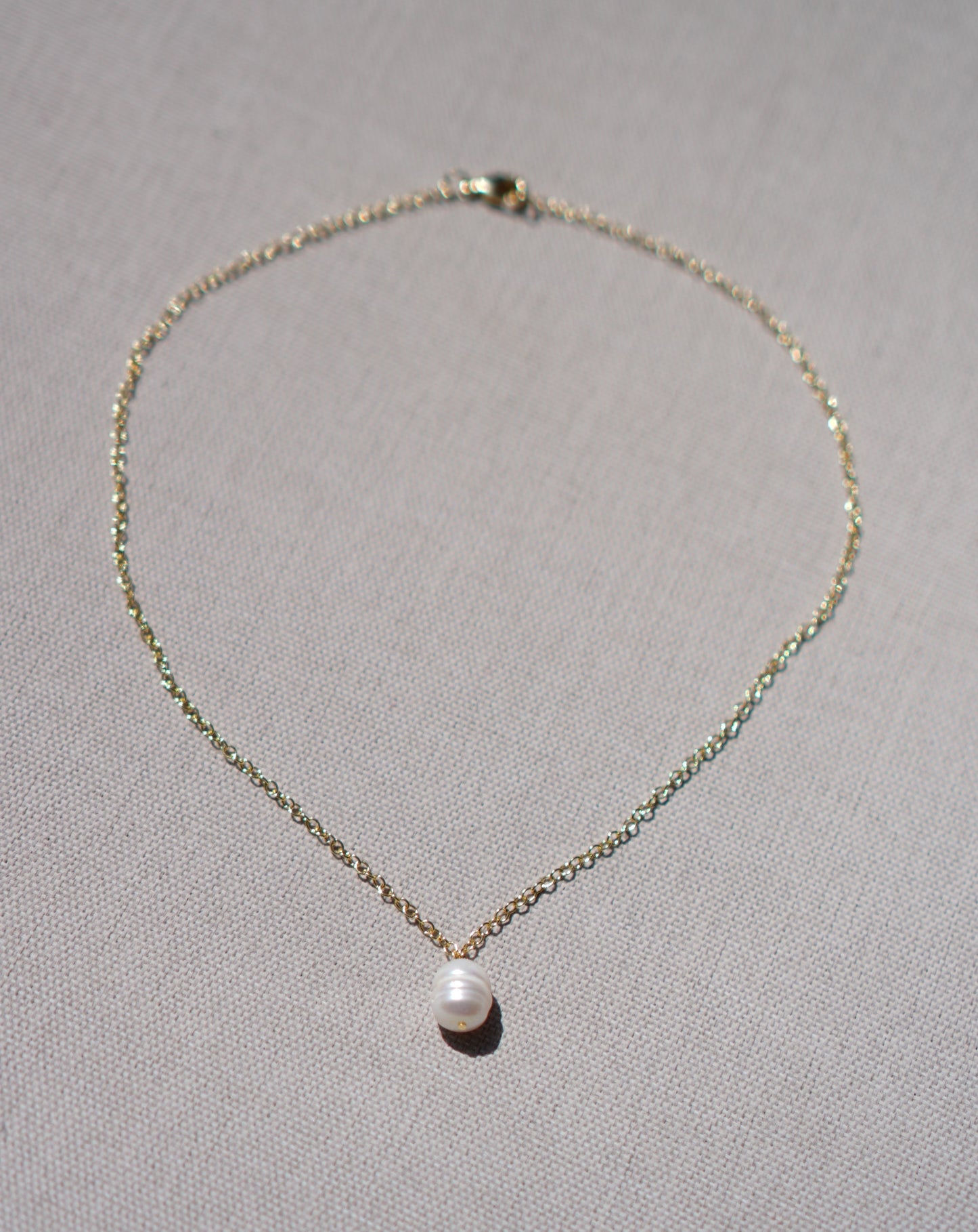 Pearl on Gold Filled Chain Necklace