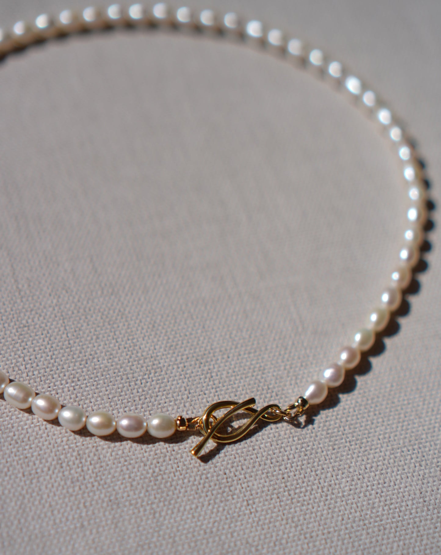 Pearl Necklace with Infinity Toggle Clasp